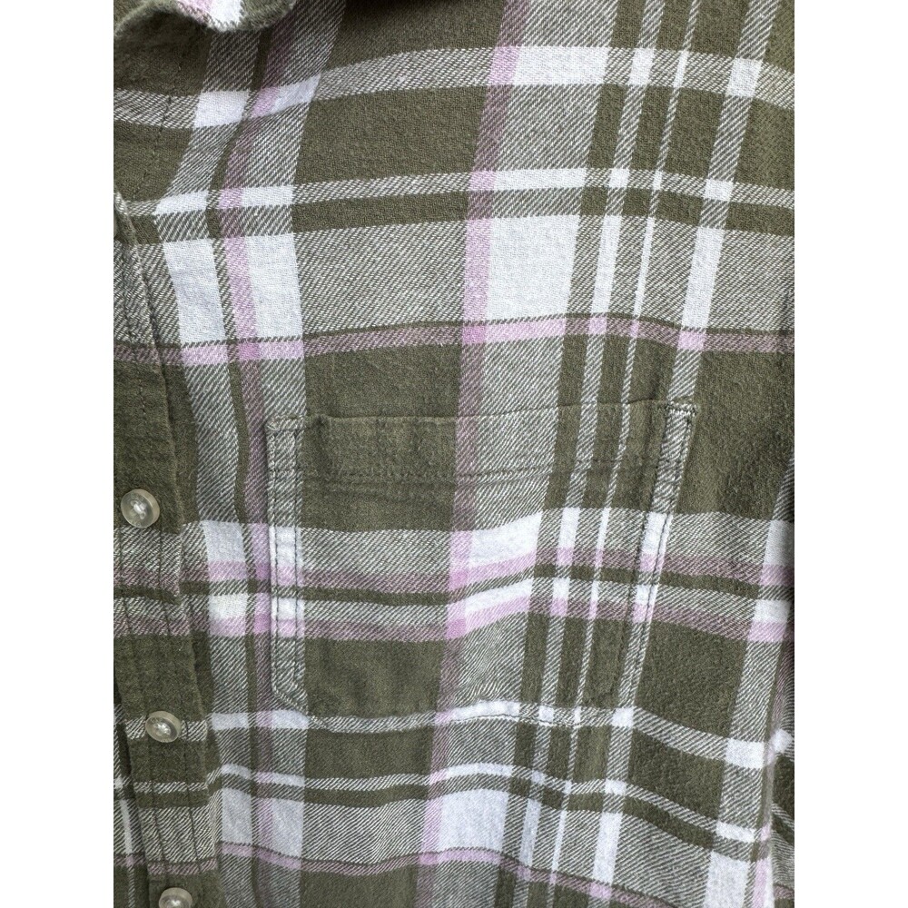 GAP Womens XS Green Pink Plaid Flannel Button Up Shirt Super Soft 100% Cotton - Picture 4 of 8